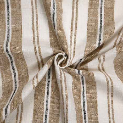 Tissu 100% coton rayures tapissier LOURMARIN Jaune Ocre 140 cm