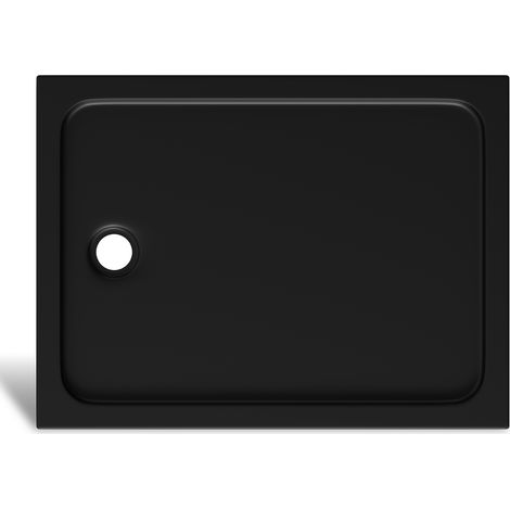 Randaco Receveur de douche rectangulaire en acrylique 120 x 90 cm, noir mat, hauteur 4 cm, évacuation Ø 90 mm (1/5)