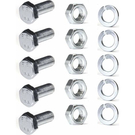 Lot de 5 boulons hexagonaux 8mm x 25mm – Avec rondelle grower et écrou pas à droite – Fixation pour outils de fraisage (1/2)