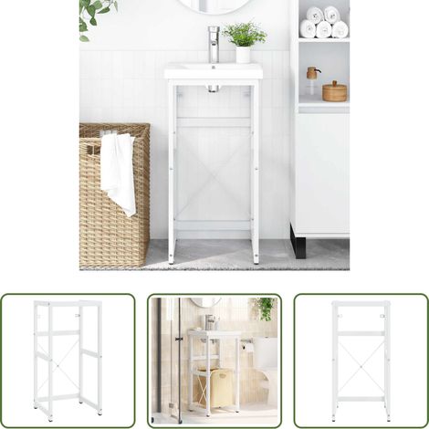 Support de lavabo - Cadre de lavabo de salle de bain Blanc 40x38x83 cm Fer (1/5)