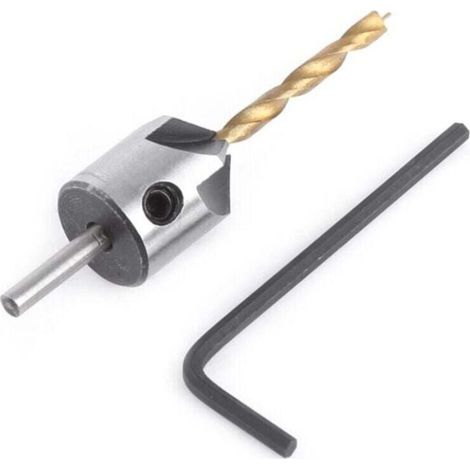 Holzbohrer mit Fräskopf, HSS-Stahl-Hochgeschwindigkeits-Holzbohrer, konischer Holzfräskopf mit Sechskantschlüssel, Reibahle, Anfaswerkzeug (3,5 mm) (1/4)