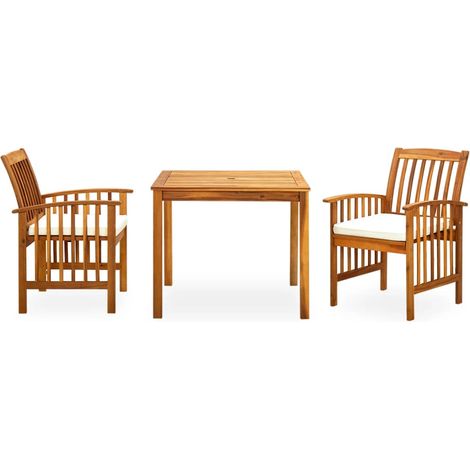 Maison Exclusive - Set da Pranzo da Giardino 3 pz con Cuscini Massello di Acacia (1/5)