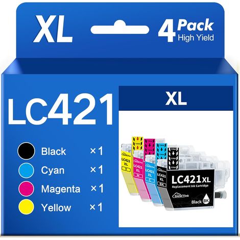 LC421 XL Cartouches d'encre pour Brother LC421 LC421XL Multipack (1/5)