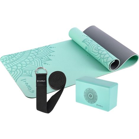 Yoga Set - Mint TPE Mat, Block, Strap (1/5)
