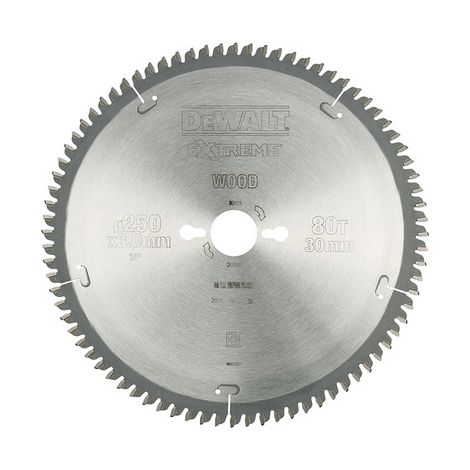 Dewalt – Lame de scie circulaire 250 mm – 80 dents – Pour bois dur et aluminium – Fentes de dilatation pour coupe précise (1/7)