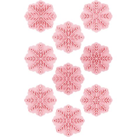 9 emporte-pièces flocon de neige, piston 3D, polypropylène, pâte à sucre, Noël (1/5)