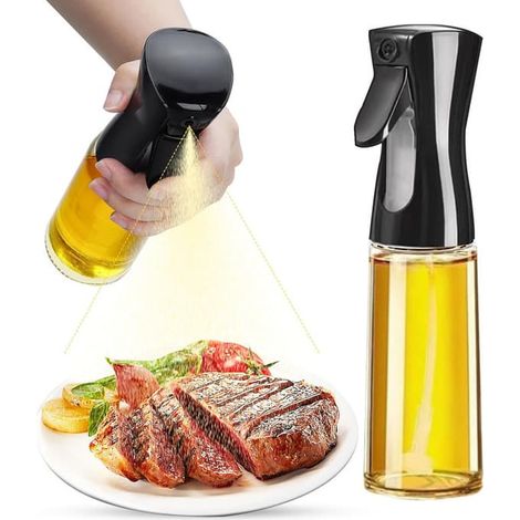 Vaporisateur d'huile 220 ml, pulvérisation uniforme, sans BPA, flacon en verre, pour huile/vinaigre, idéal pour la cuisson et les grillades, noir (1/5)