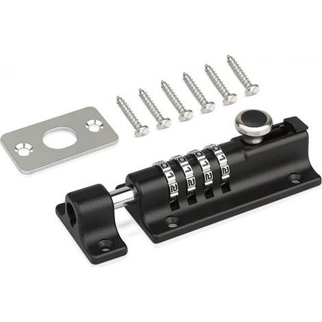 Pack of 1 combination door lock, code lock, combination lock for kennels, barns, sheds, warehouses, black (1/5)