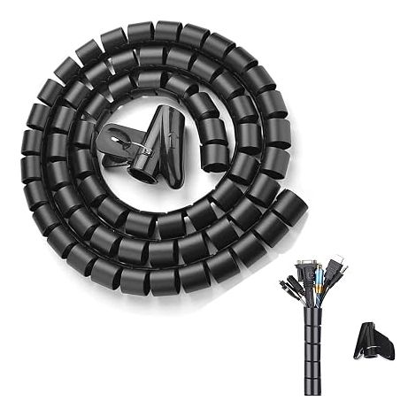 Système de Gestion des Câbles, 22mm3M de Spirale Cache Cable Serre Câbles, Protecteur de Câble Flexible pour Bureau à Domicile PC TV Organisateur de Fil(∅0.87") (1/5)