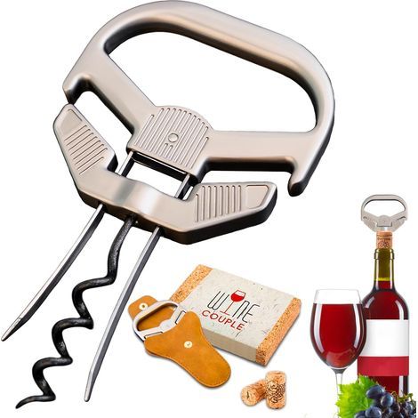 Ah So Bottle Opener for Vintage Bottles, Old Wine Corkscrew with Portable Leather Case, Bottle Opener for Wine Connoisseurs, Gifts for Wine Lovers (01) (1/5)
