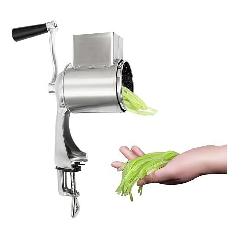 Râpe manuelle en acier inoxydable - Avec 5 tambours - Pour hacher, couper, granuler, faire mousser la cuisine, les restaurants, les cantines (1/5)