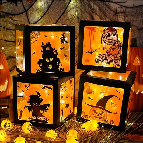 décorations d'Halloween : boîte à ballons, vitrine de centre commercial, bar, ambiance, accessoires, citrouille, lanterne, maternelle (1/4)