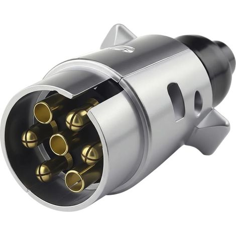 Prise Remorque 7 Broches, 12V Étanche Connecteur Remorque en Métal 7 Broche, Adaptateur Prise Remorque, pour Caravane Voiture RV Remorque Connecteur, Compatible avec La Norme (1/5)