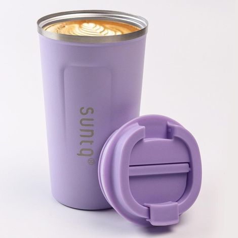 SUNTQ Kaffeebecher to go aus Edelstahl Thermobecher Doppelwand Isoliert Lila (1/5)