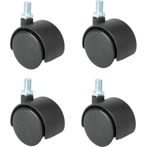 Drehstuhlrolle, 48-mm-Rolle, Ersatz-Lenkrolle, Büro-Lenkrolle, 4er-Pack mit Bremse (Farbe: Schwarz, Size: 2 Zoll drehbar)