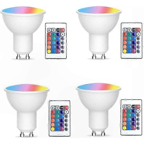 4er-Pack GU10-LED-Lampen mit Fernbedienung, Speichereinstellungen, 17 Farben, einstellbarem Spotlicht und 4 dynamischen Modi (1/5)