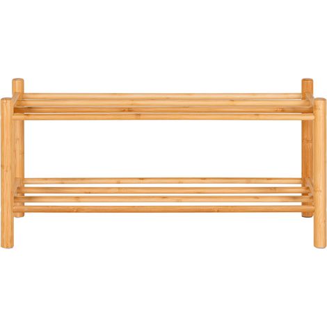 Scarpiera Manaus in bambù naturale a 2 ripiani 70x27x33 cm