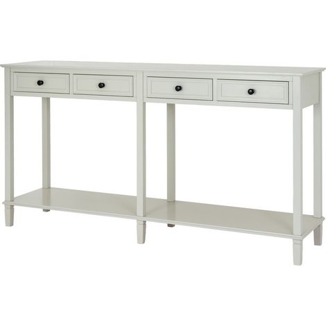 Belmont Collection 4 Drawer Console Table - Wood - L40 x W160 x H86 cm - White