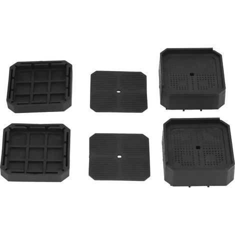 Set mit 8 schwarzen, L-förmigen Erhöhungen für Betten, Möbel, Schränke, Tische und Stühle, rutschfest, verstellbare Basis für Waschmaschinen (1/5)