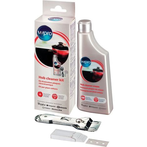 Kit de vitrocerámica que incluye 1 crema limpiadora 250 ml (VTC101) + 1 rascador (SCR200) + 10 cuchillas (LGV009) 481281729989 WPRO (1/5)