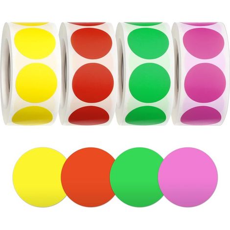 2000 Sheets 1 Inch Round Removable Color Coded Office Labels, Inventory Labels (Red, Pink, Yellow, Green) (1/5)