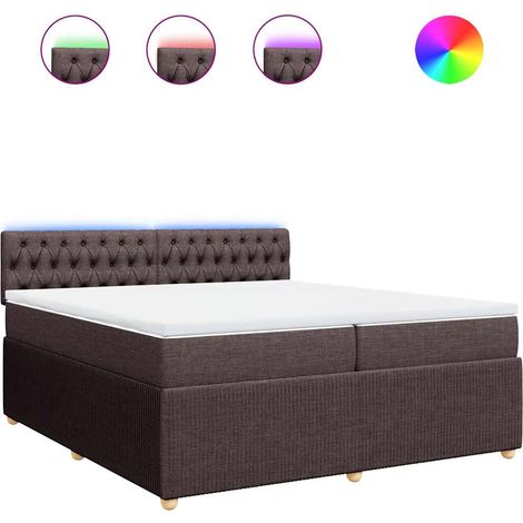 Lit double  Lit adulte  Sommier à lattes de lit avec matelas Marron foncé 200x200 cm (1/5)