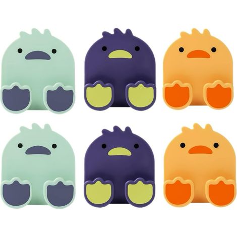 Lot de 6 porte-brosses à dents muraux à motif canard mignon multicolore, ZQKLA (1/5)