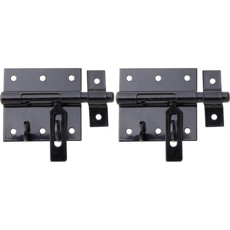 2 - Verrou Porte-Cadenas - Acier Plastifié Noir - Avec Gâche Attachée Et Poignée Plate Pour Portail Et Clôture 70x67cm (1/2)