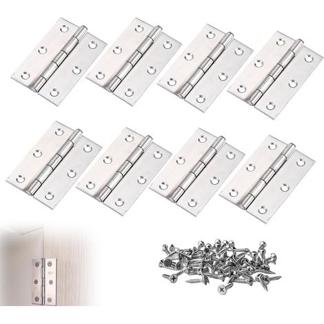 8 Pièces Charniere Porte, 66 38mm Charnières à Roulement Charniere-Inox Invisible Pliables, Paumelle Charnières En Acier Inoxydable Plate Pour La Maison Meubles Matériel Armoire Garde Porte Tiroir (1/5)