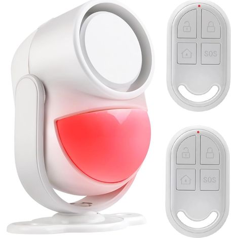 Alarme Maison Piscine Moto Camping Car Porte Garage Voiture sans Fil, Sirene Alarme Detecteur de Mouvement sans Fil Exterieur Interieur avec 2 Télécommande, 125dB (1/5)