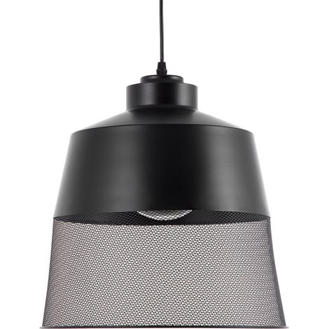 Lámpara colgante de metal negro 114 cm con acabado de malla Muga
