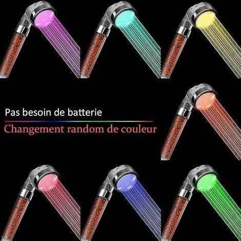 LED-Duschkopf, Handbrause mit 7 LED-Farben, hohem Wasserdruck, wassersparender Sprühfunktion und doppeltem Antichlorfilter (1/4)