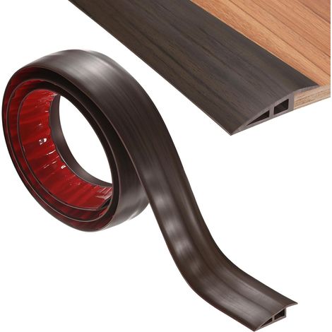 Profil De Transition Pour Sol, 6.56FT Profil De Porte En PVC Autoadhésif Adapté, Couvre Hauteurs De Sol Jusqu'à 3/5Inch(15mm) [Grain De Bois Brun Foncé] (1/5)