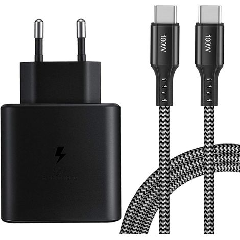 Chargeur Ultra Rapide USB C 45 W Adaptateur Secteur avec Câble en Nylon USB-C de 2 m pour Samsung Galaxy S25/S24/S23/S22/S21 Ultra S20FE, Note 20, Note 10+, Tab S10 S9 S8 S7+ (1/5)