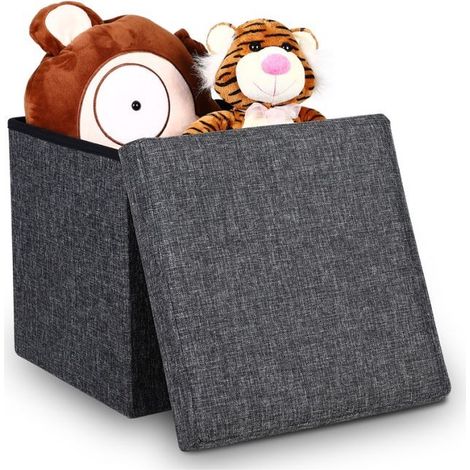 Pouf Avec Rangement Tissu Gris Foncé pour salon ou chambres. (1/5)