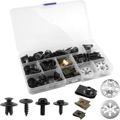 80 pièces Kit vis automobiles universelles, fixation par clip en U et vis, écrous pour cache-moteur inférieur