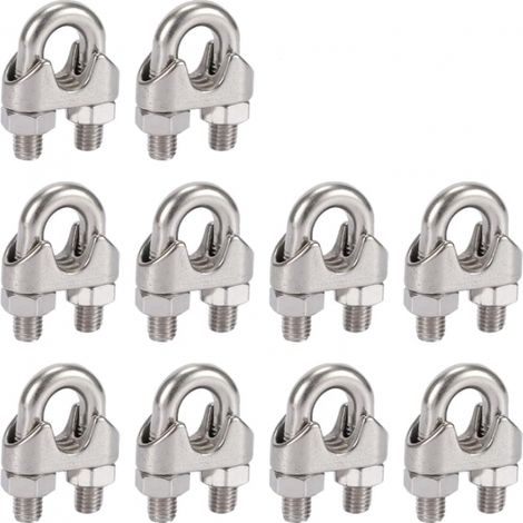 Lntyq Kabelclips aus Edelstahl 304, 5 mm, mit Duplex-Clips für Wäscheleine, Markise und Befestigung, 10 Stück (1/5)