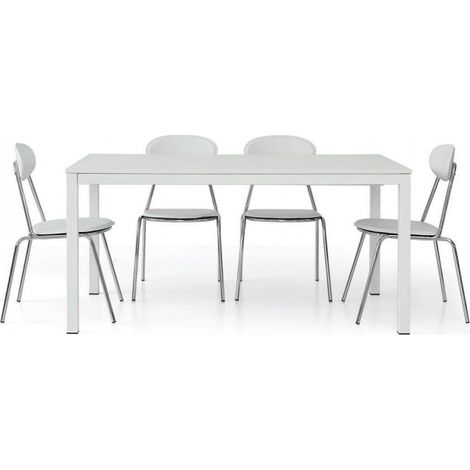 Tavolo Allungabile in Legno Struttura Fissa in Ferro Bianco Dimensione Tavoli: 120 x 80 + 1 allunga 50 cm