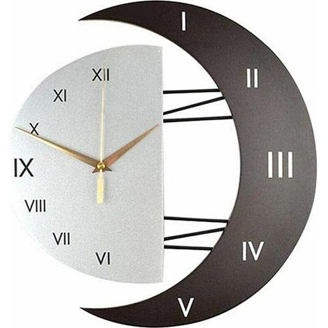 Wanduhr mit modernem Design, kreative Mondrahmenuhr, Küchen- und Heimdekoration (33 x 33 cm) (1/5)
