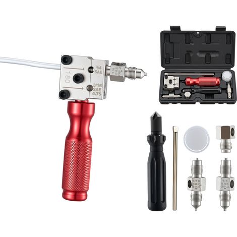 Mophorn Kit de herramientas para abocardar tuberías de freno, diseñado para realizar abocardados simples y dobles a 45° en tubos de cobre de 4,75 mm y 6,35 mm. ideal para reparar líneas hidráulicas