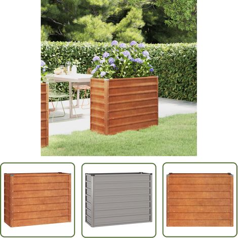 The Living Store Lit surélevé de jardin rouillé 100x40x77 cm acier corten - Jardiniere - Lit Surélevé - Acier Corten - Décoration Extérieur - Balcon (1/5)