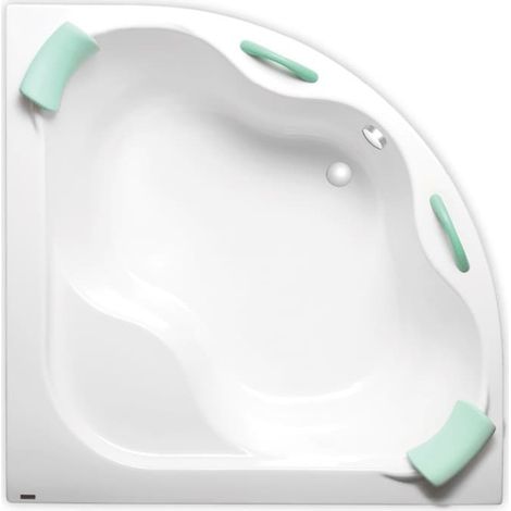 Siko – Baignoire d'angle 140 x 140 cm SM1400PLUS – Acrylique blanc – 275L avec trop-plein – Résistante aux rayures et facile à entretenir
