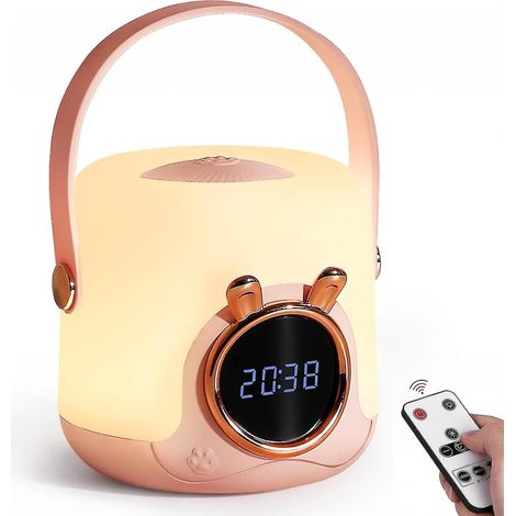 BEBUSINGOTO Luz nocturna portátil con reloj para niños, luz nocturna táctil para habitación de bebé, luz nocturna para lactancia, luz nocturna para bebé, lámparas de mesa recargables con cable (1/5)