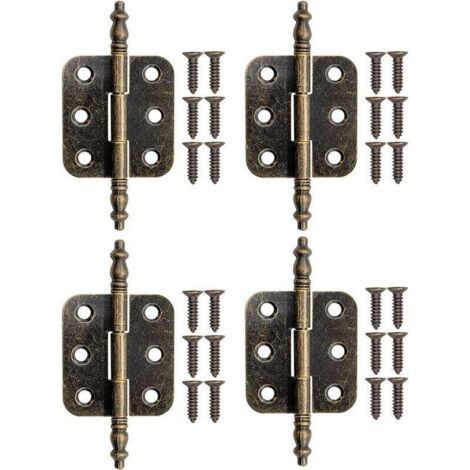 4 Pièces Charnières Pliant pour Armoire en Bronze Charnières en Fer pour Tiroir Boîtes 70x35mm avec Vis (1/4)