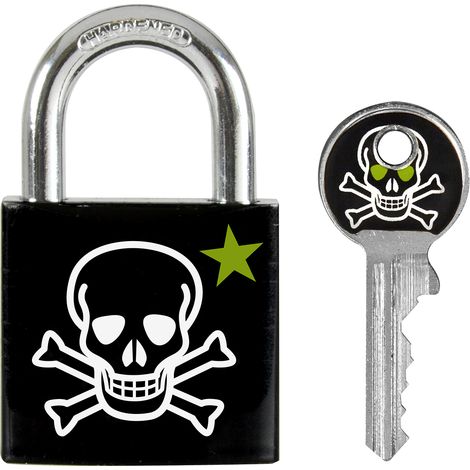 Master Lock 3430EURDSKULL Cadenas à Clés avec Tête de Mort, Tête de Mort, 5,3 x 3 x 1,5 cm