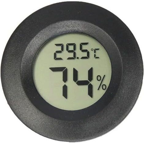 Thermomètre et hygromètre numérique noir, 4,54,51,4 cm, rond, thermomètre et hygromètre électronique intégré pour reptiles. (1/5)