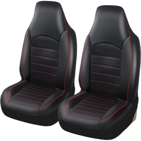 APEX Lot de 2 housses de siège avant universelles classiques en cuir PU pour voiture, housses de siège baquet à dossier haut (1/5)