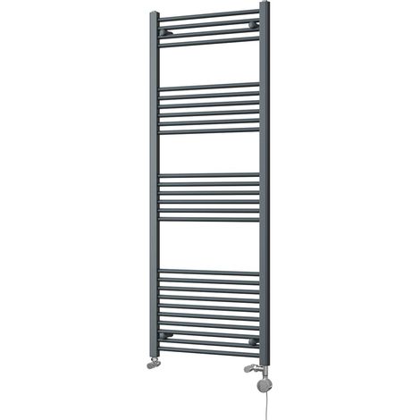 Zennor - Anthracite Dual Fuel Towel Rail H1600mm x W600mm Thermostatic - Straight (1/3)