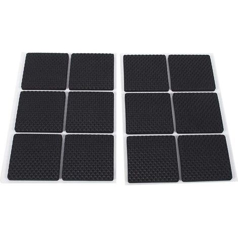 Tampons en Caoutchouc pour Pieds de Meubles, Protecteur de Meubles Léger Auto-Adhésif Pads Patins Protection de Table Pied Coussinet Tampon pour Pieds de Chaise Canapé,24 Pcs, Noir(Taille:4.6CM (1/5)
