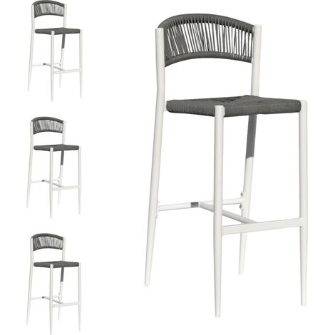 Set 4 Sgabelli Alti per Bar, Ristoranti, Giardino in Alluminio Bianco e Grigio